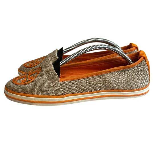 Tory Burch Linen Orange Logo Espadrille Flats Women's Slip On Comfort Shoes 7M - Picture 8 of 9